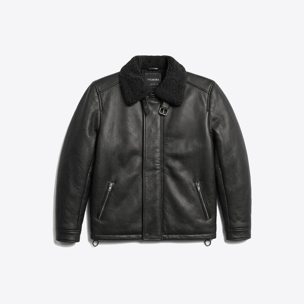 Noir Shearling Leather Jacket