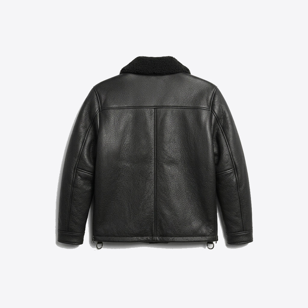 Noir Shearling Leather Jacket