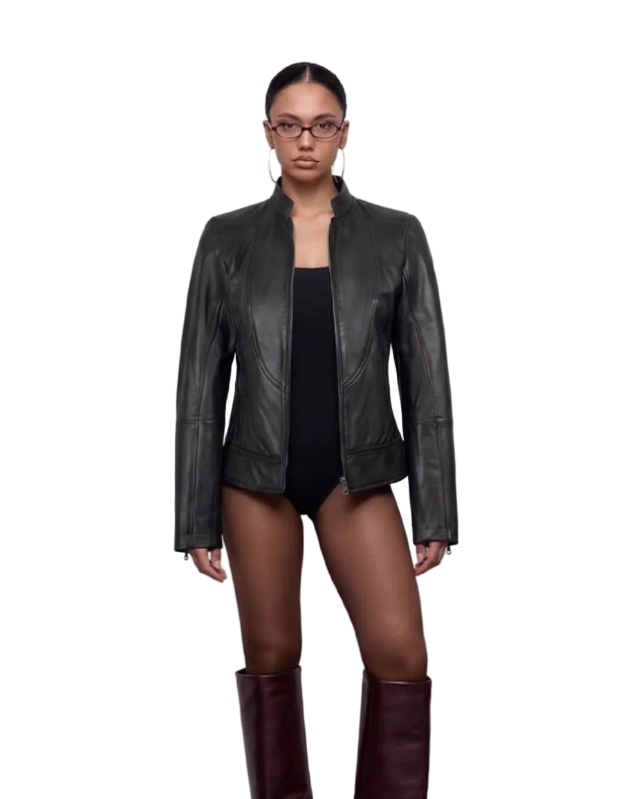 Noir Sculpt Leather Jacket